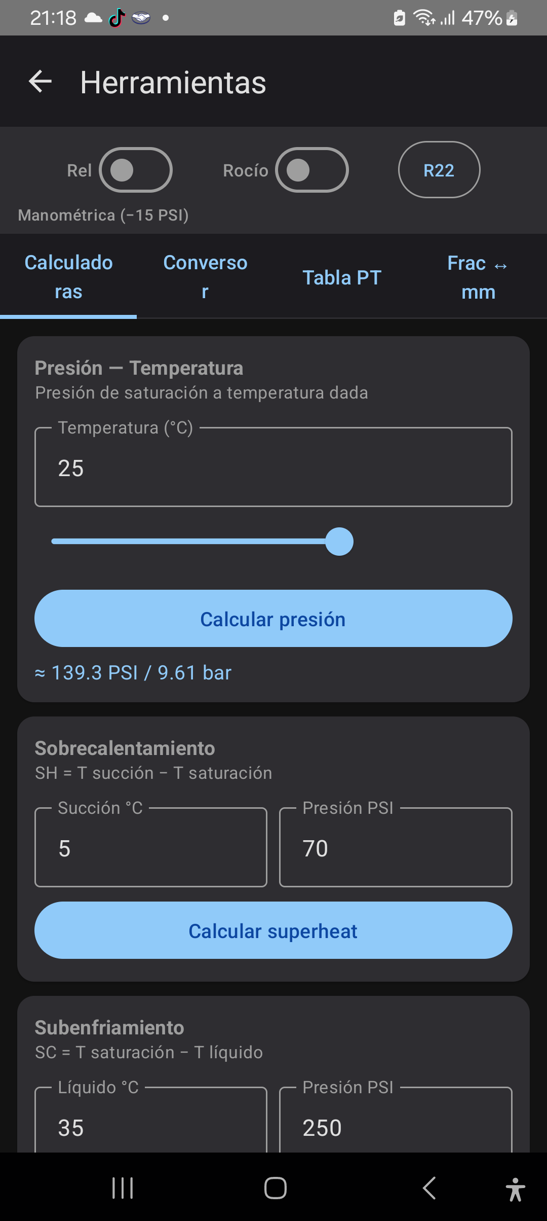 Herramientas - Calculadoras